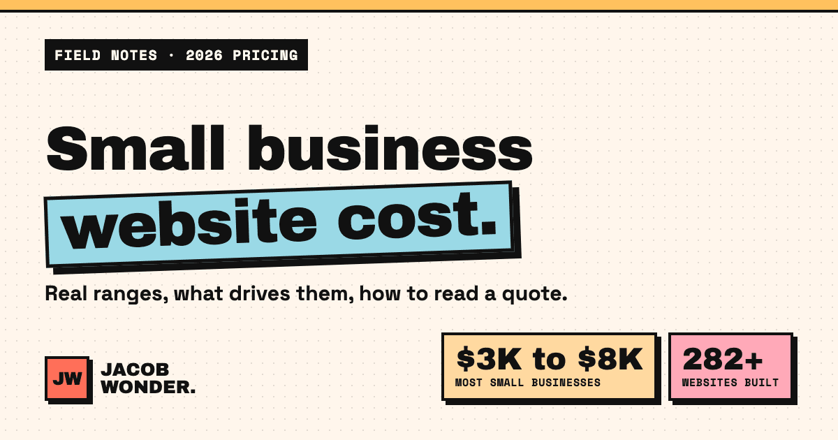 Small business website cost in 2026, explained by Jacob Wonder
